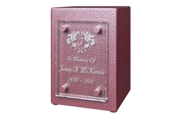 Cremation Urn with Engraved Glass Panel